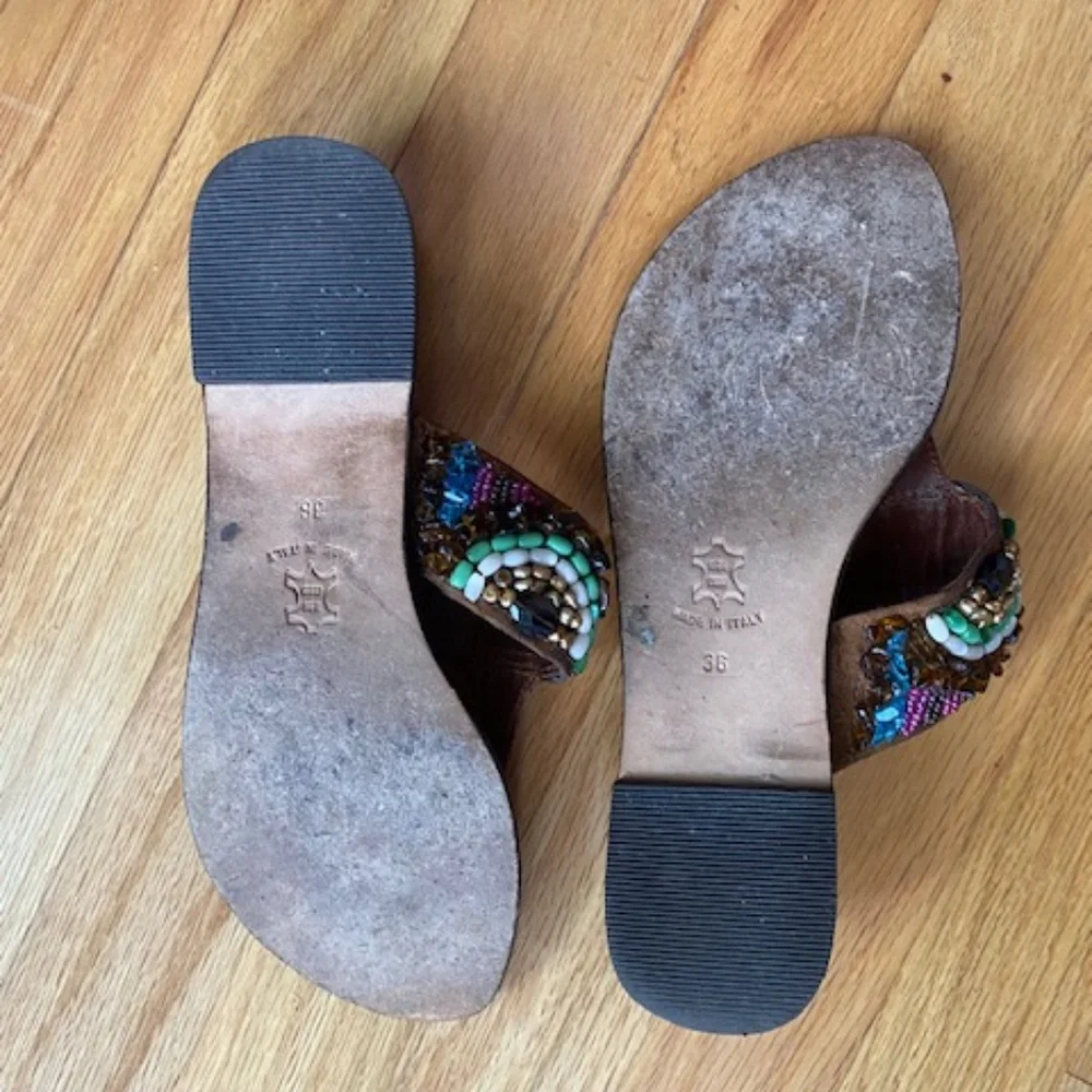 Bo'em Allure Leather Sandals with Pearls and Beads - Picture 5 of 5